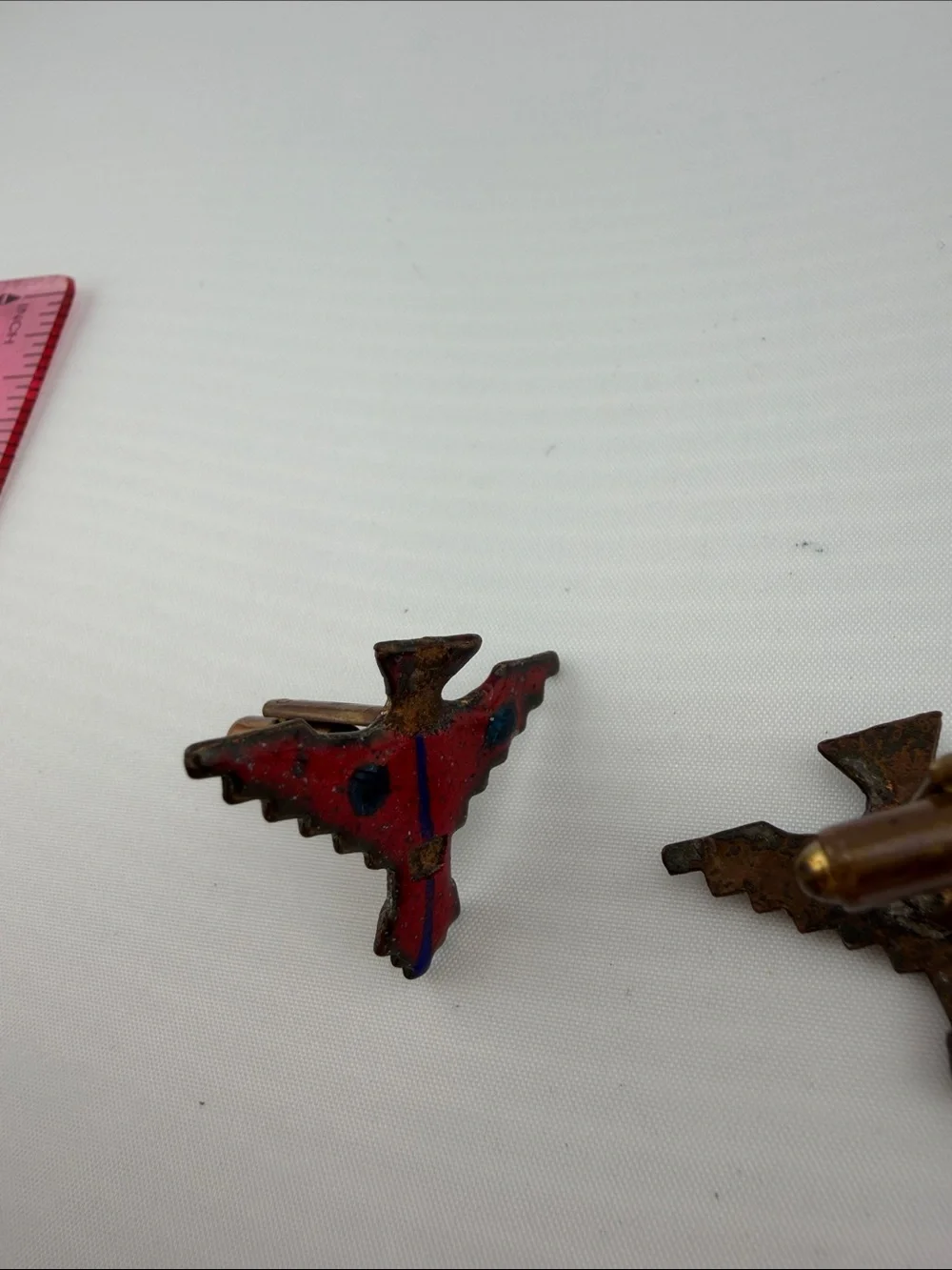 Vintage Red Enamel Thunder Bird cufflinks
